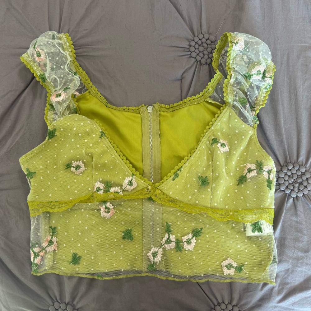 Mesh Embroidered Tank Top Corset Croptop from Out From Under